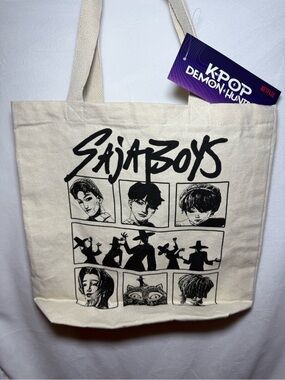 Graphic Canvas Tote Bag in Natural